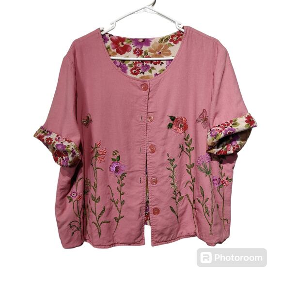 Studio Ease Women's Plus Sz 16W Linen Blend Maxi Dress and Jacket Reversible - Picture 2 of 9